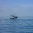 Kleine trawler met sleepnet bij Portimao (goed kijken!)