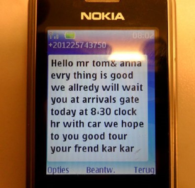 SMS-bericht van Karkar, vannacht ontvangen