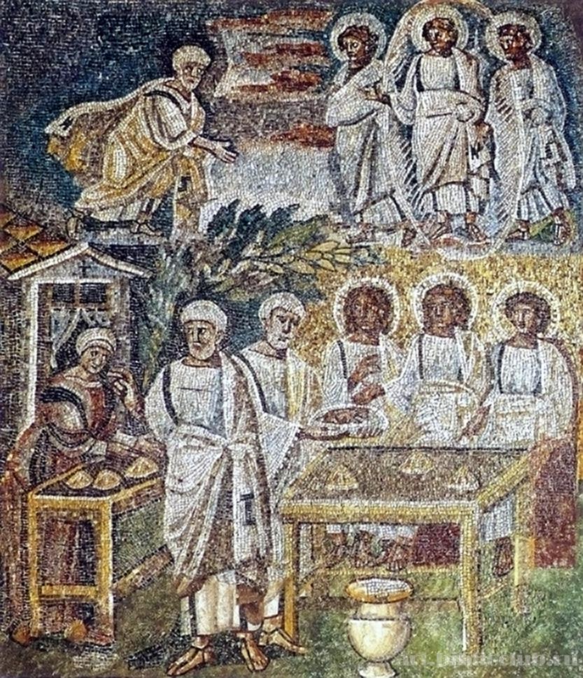 Mozaïek 'Abraham en de drie mannen', 432 - 440 AD, Santa Maria Maggiore, Rome