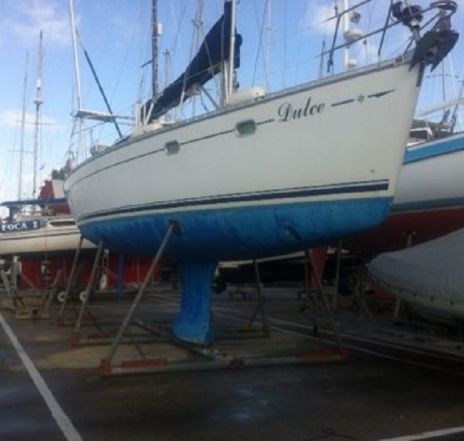 Dulce op de werf van Sopromar in Lagos, eind januari 2015 (Foto: Piet Kambier)