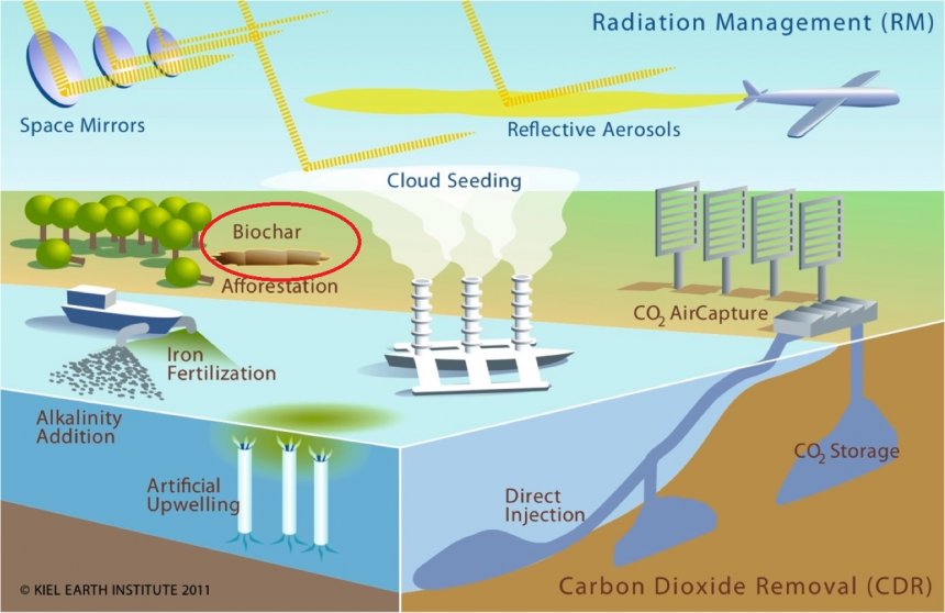 Sequestratie van koolstofdioxide door pyrolyse van hout- en plantenresten tot houtskool (biochar)