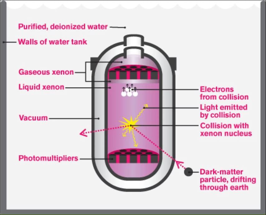 De opzet van het XENON1T-experiment in Gran Sasso.