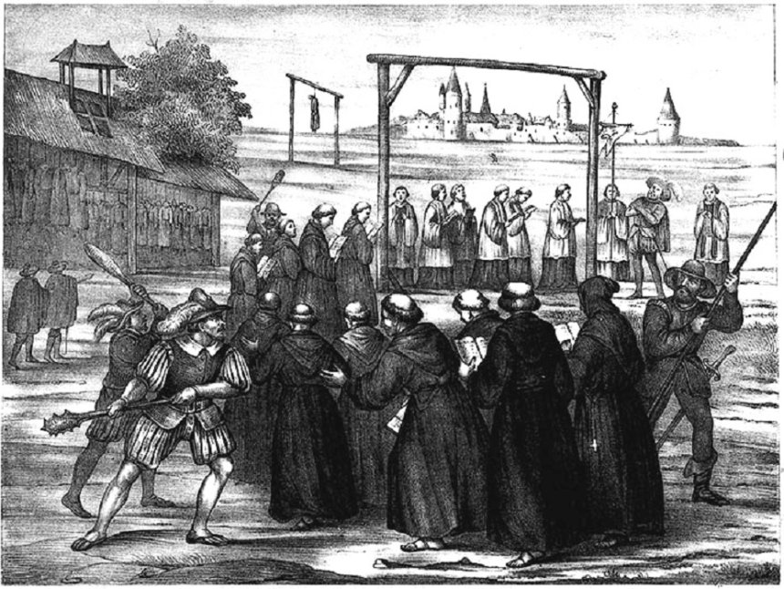 'De Heilige Martelaren van Gorkum ter dood gebragt te Brielle 9 juli 1572'