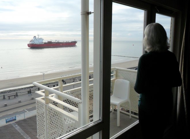 Uitzicht uit onze hotelkamer in Hotel Arion aan de boulevard in Vlissingen.