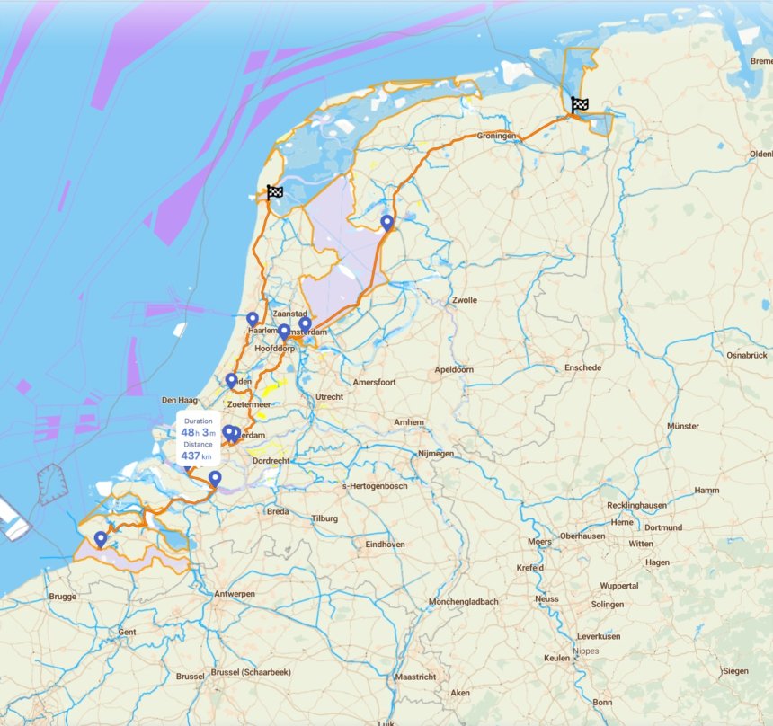 De staandemastroute door Nederland..