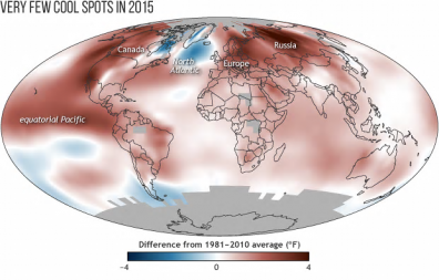 Weinig koele plaatsen in 2015 (bron: The Guardian)
