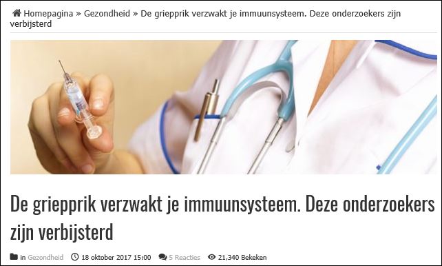 Ook de website Ninefornews verspreidt het nep-nieuws.