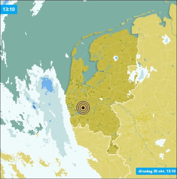 De buienradar van vanmiddag.