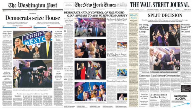 Amerikaanse kranten vanmorgen.