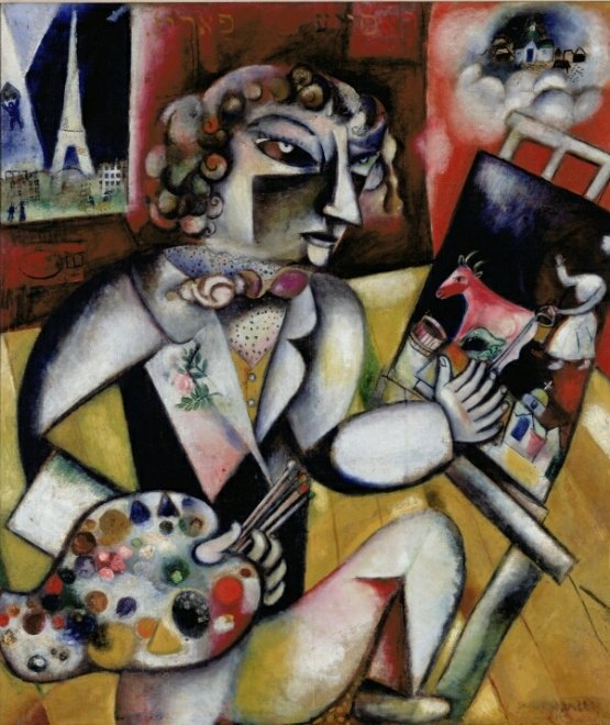 Marc Chagall, Zelfportret met 7 vingers, olieverf op doek, 1912/1913, Stedelijk Museum, Amsterdam