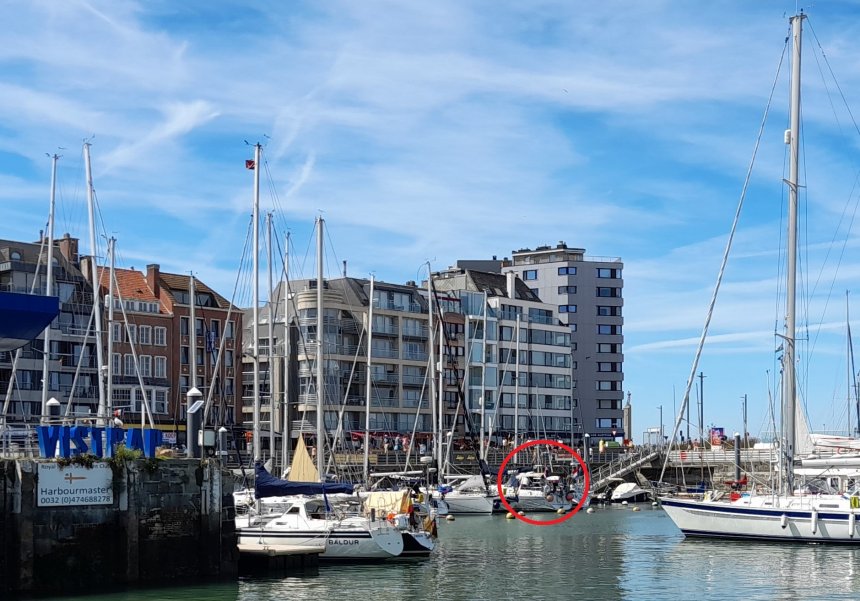 Dulce in de RNSYC-jachthaven in Oostende. Foto eerder deze week vanaf het veerpontje.