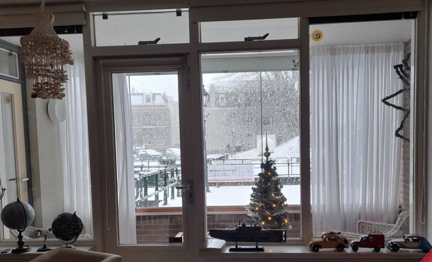 Het sneeuwt veel deze zondag.