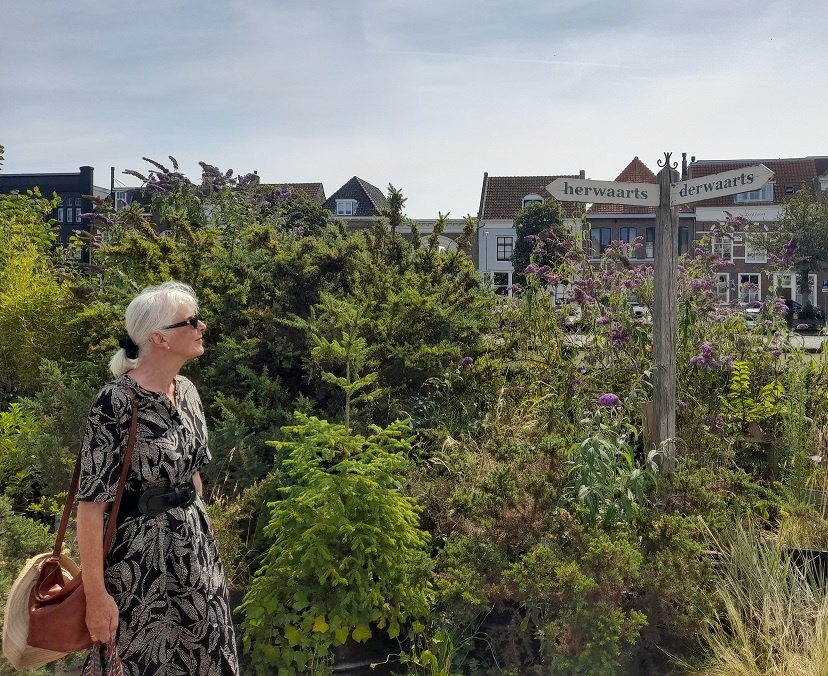 Dit is het tuintje van een van de woonboten aan de Londonse Kaai in Middelburg.